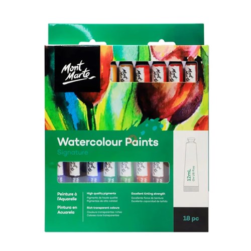 MONT MARTE PAINT SET Watercolours 18x12ml Tubes